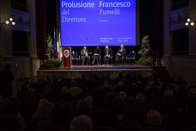 Inaugurazione congiunta dell’a.a. 2022/2023 - 09/01/2023 &lt;br&gt;Da sinistra: Francesco Fumelli, Erika Pontini, Giovanni Pucciarmati e Claudio Rocca. Foto: Antonio Viscido