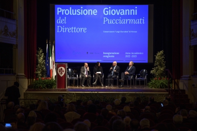 Inaugurazione congiunta dell’a.a. 2022/2023 - 09/01/2023 &lt;br&gt;Da sinistra: Francesco Fumelli, Erika Pontini, Giovanni Pucciarmati e Claudio Rocca. Foto: Antonio Viscido